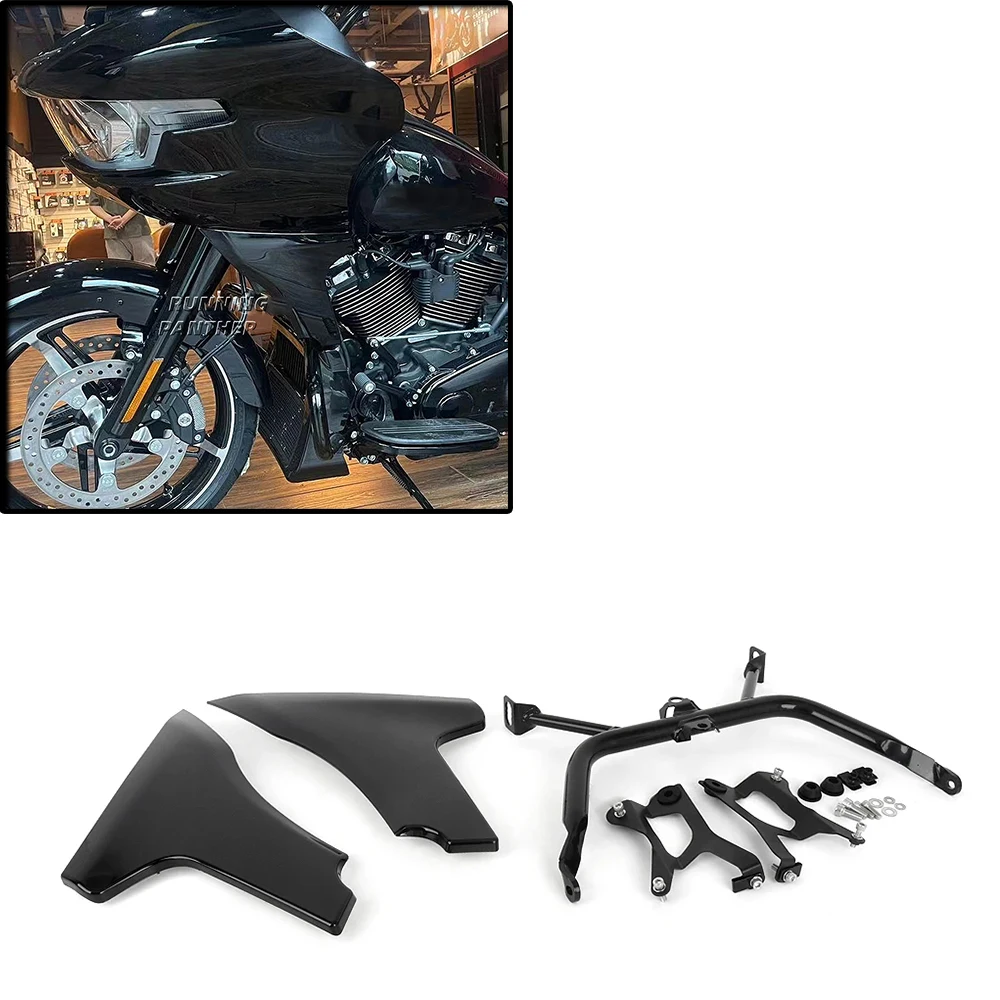 For Touring Road Glide FLTRXSE 2023 FLTRXSTSE 2024 Motorcycle Plastic ABS Unpainted / Black Side Fairing Cover Panel Bracket Kit