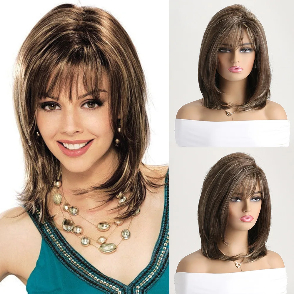 2026 Synthetic Short Bob Wig with Stylish Full Bangs for Women Fashion Cosplay Party Daily Wear Adjustable Fiber Hair