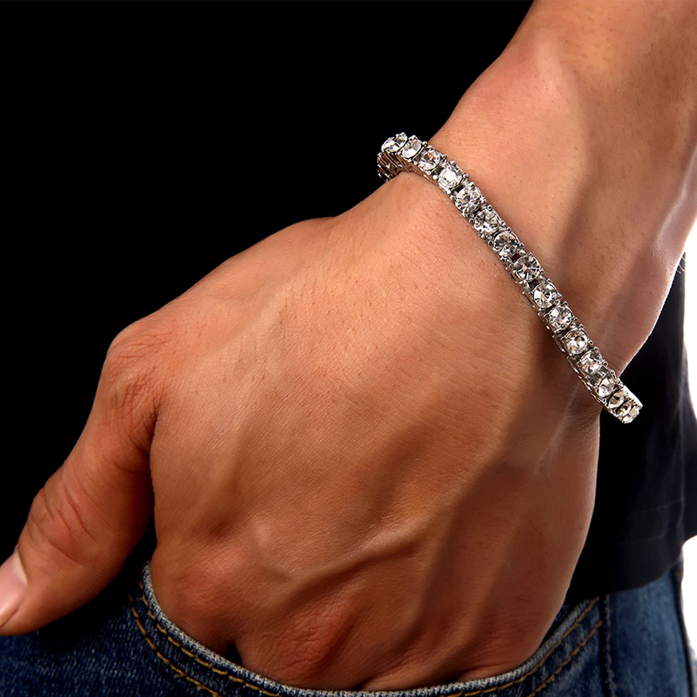 

Rhinestone Necklace Chunky Rapper Chain Hiphop Jewelry for Men European and American