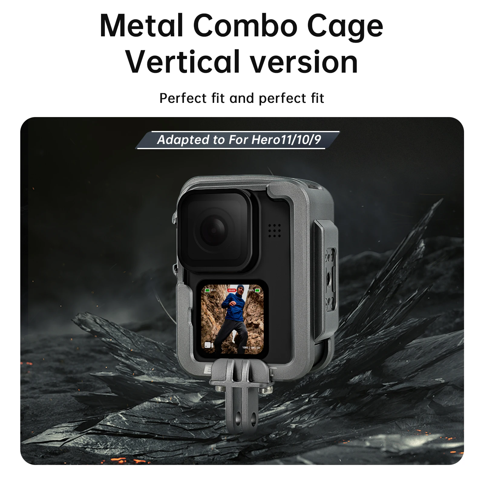 TELESIN Aluminium Alloy Frame Case For GoPro 13 12 11 10 9 Double Clod Shoe Protective shell For GoPro Hero 9 10 11 Accessories