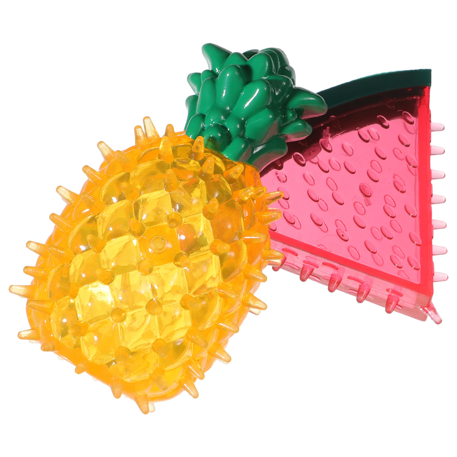 

2Pcs Fruit Shaped Dog Toy Pineapple Watermelon Summer Puppy Teething Toys Freezable Cube Crystal Box