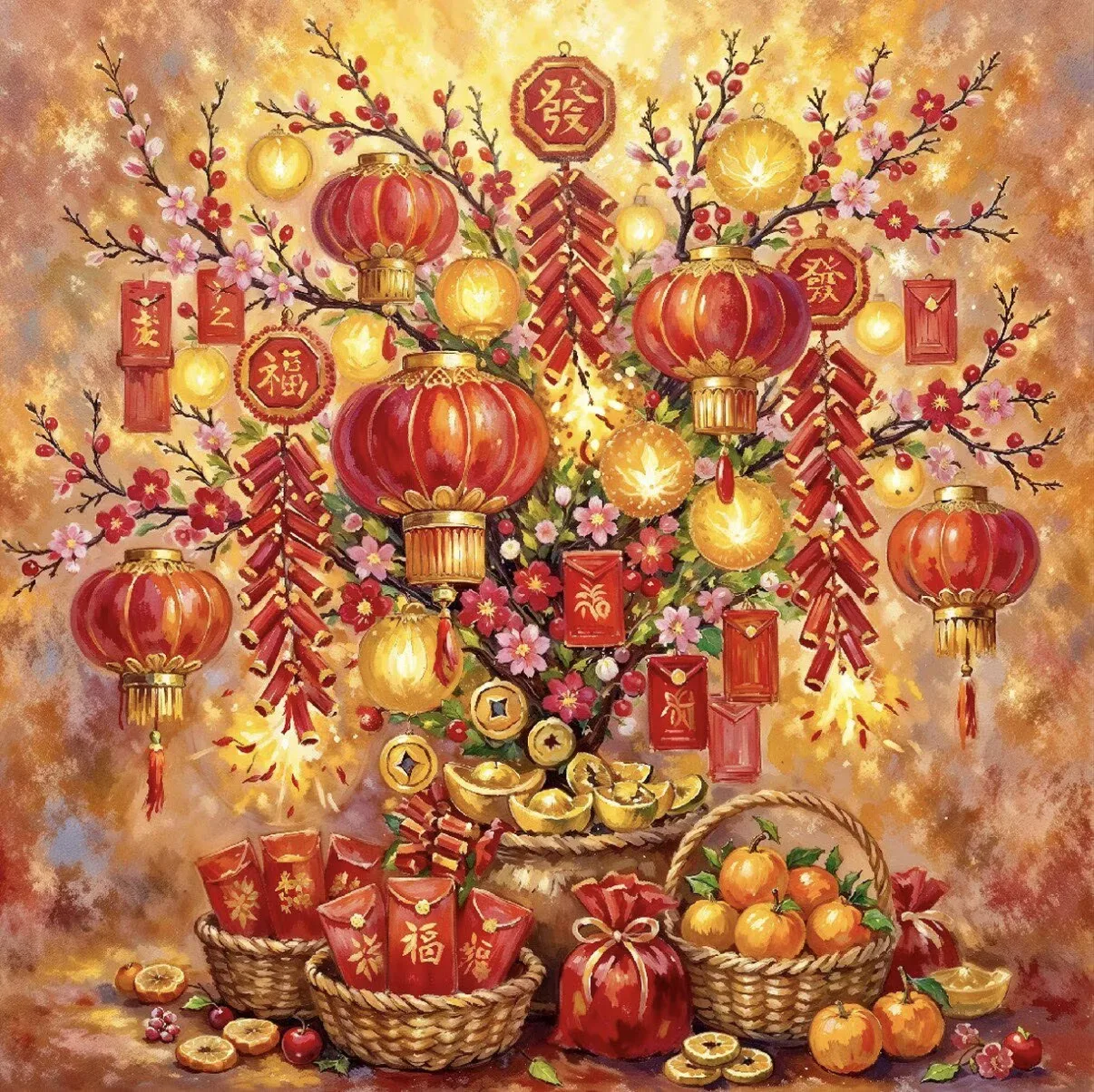 

9ct 75x75cm Money Tree Embroidery DIY Printed Kit Cross Stitch Thread Needlework Sets Home Decor Crafts With Needles