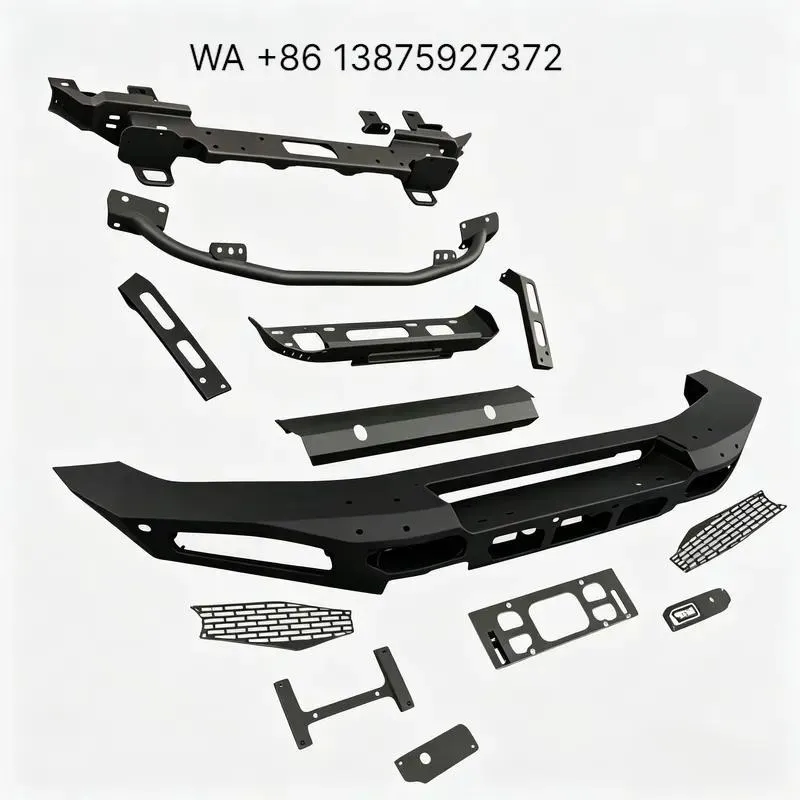 Wmwmnu New Front Bumper Al Mg Alloy Q235 Steel Power Coated Matte Finish No Drilling Required Towing Hitch Compatible for