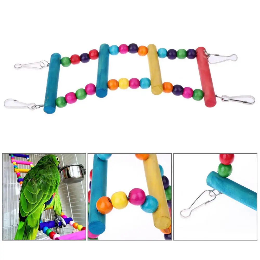 Multicolor Ladder Bridge Budgie Parrot Climbing Bite Toy Parakeet Swing Bird Toy Bird Supplies Handmade