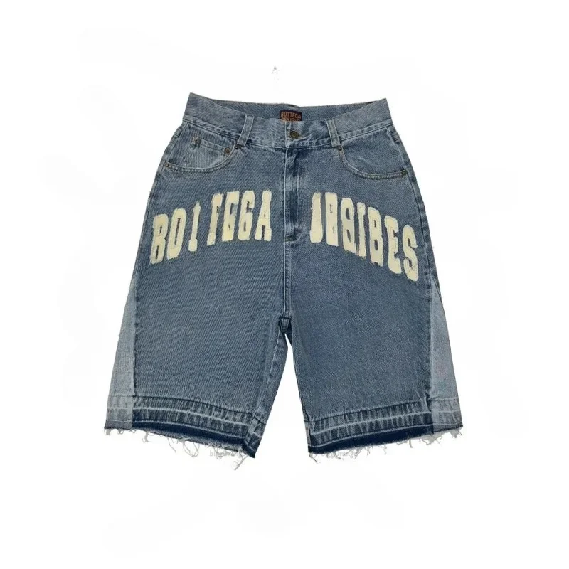 

Y2K American Street Embroidery High Waist Washed Oversized Denim Shorts Harajuku Retro Trendy Brand Jeans Men Goth Punk Shorts