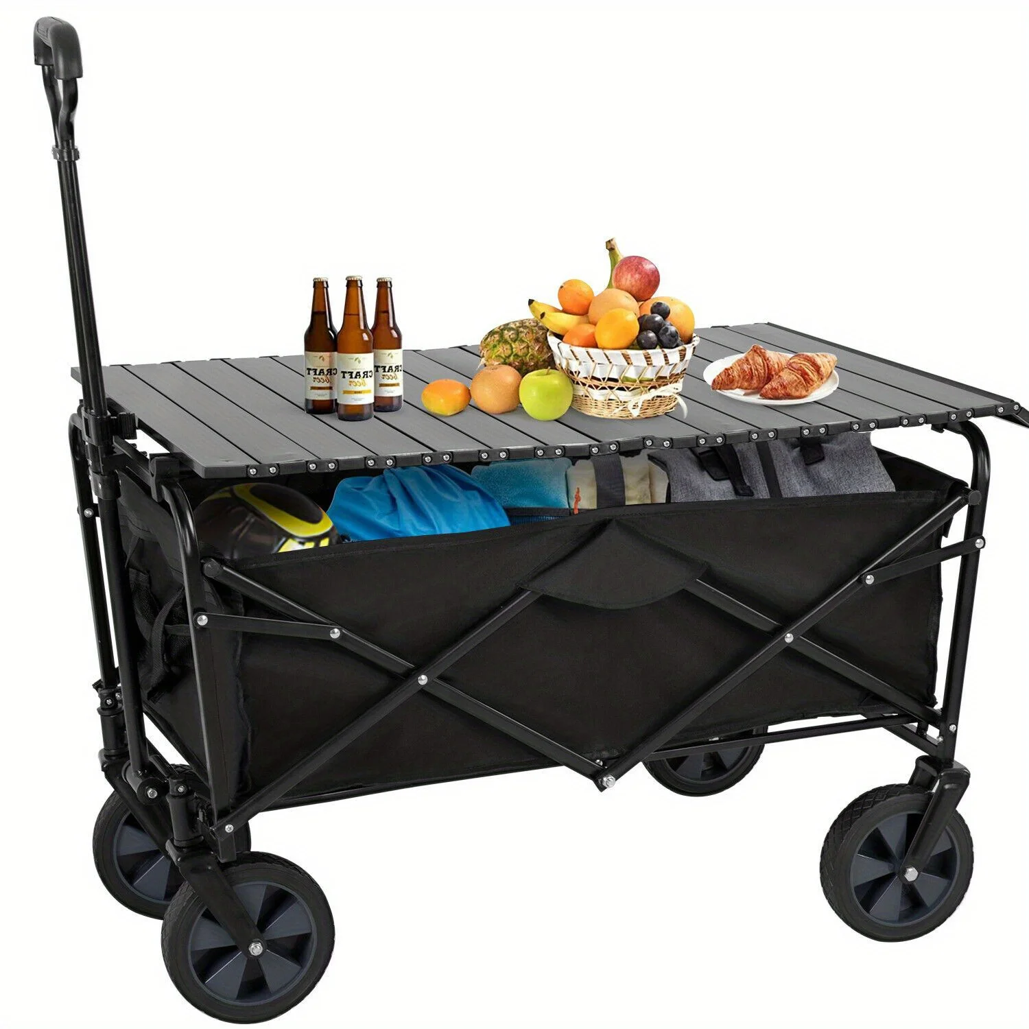

Folding Wagon Collapsible Wagon Garden Cart with foldable table board Wheels