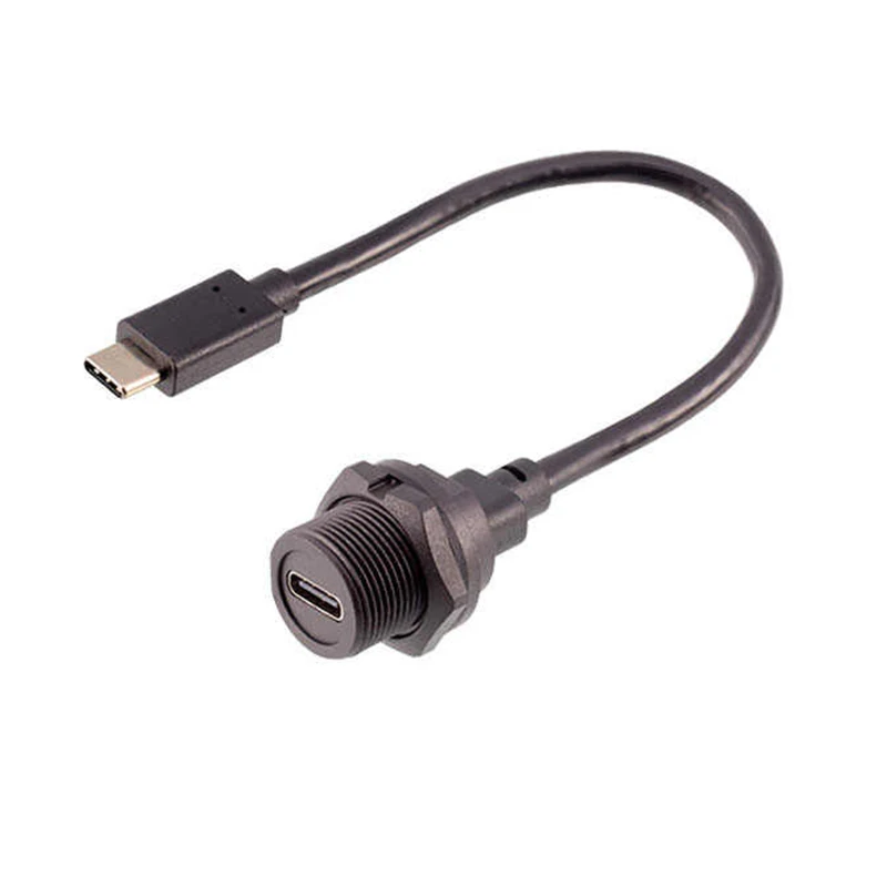 Threaded Type-C Waterproof Connector Cable USB3.0 Male to Female Head Shell FPC PCB Welding Socket Type-C Extension Line
