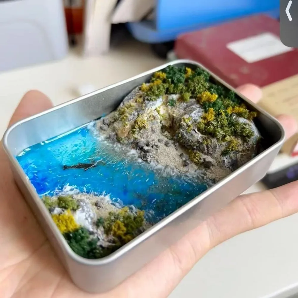 Handmade peninsula miniature ocean landscape iron box DIY material package high value