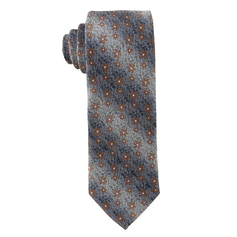 2024 New Brown Retro Flower Business Tie Men\'s Fashion Polyester Silk Hand Tie