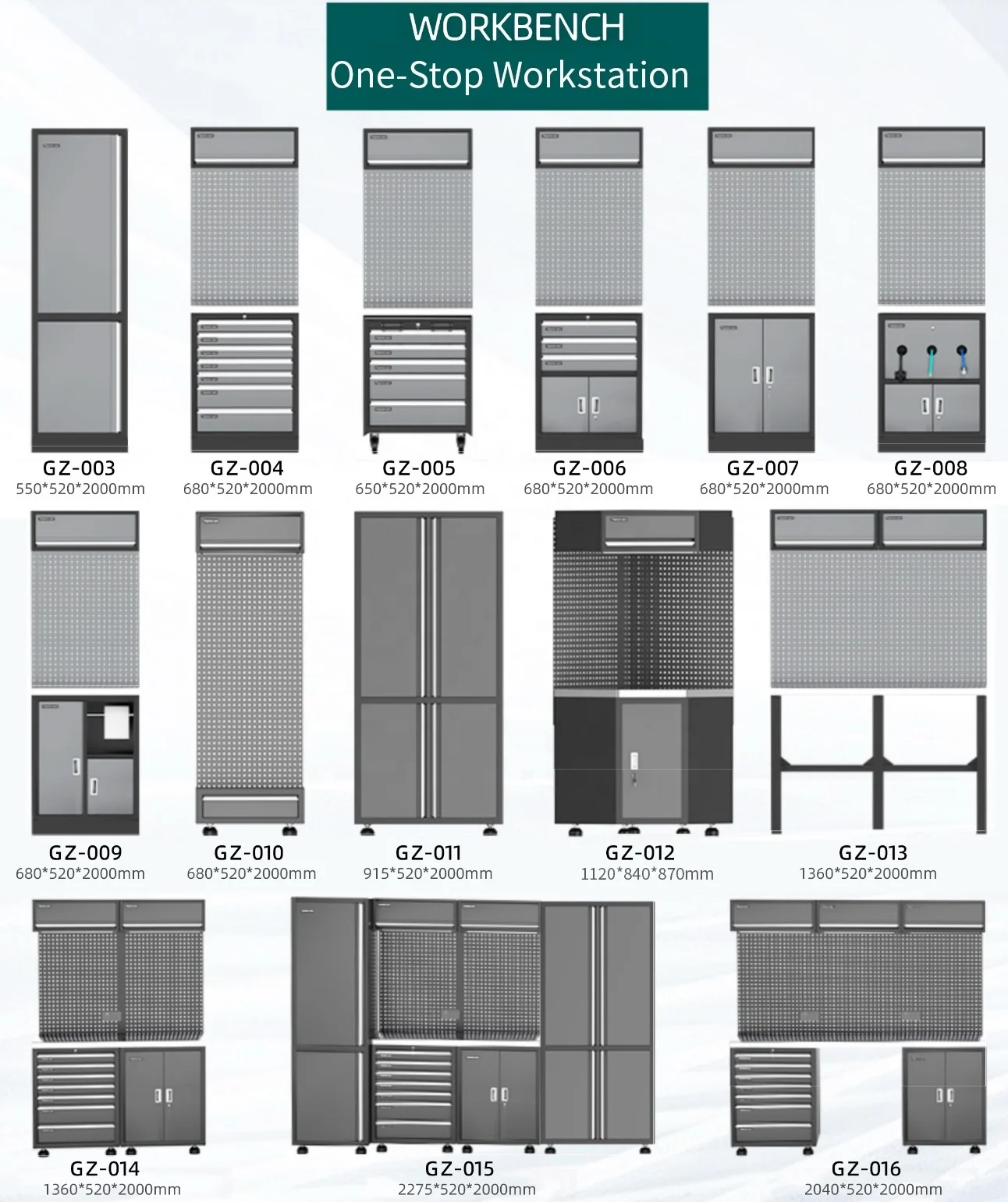 Multifunctional Keyed Modular Garage Storage Workbench 500kg Capacity Heavy Duty Workshop Workstation Tool Cabinet with Drawers