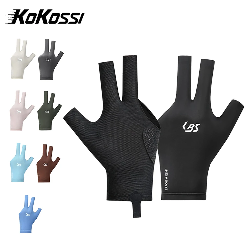 KoKossi 1PC Professional Billiard 3 Finger Breathable Elastic Left Hand Snooker Billiard Sports Gloves Non-slip For Men Women