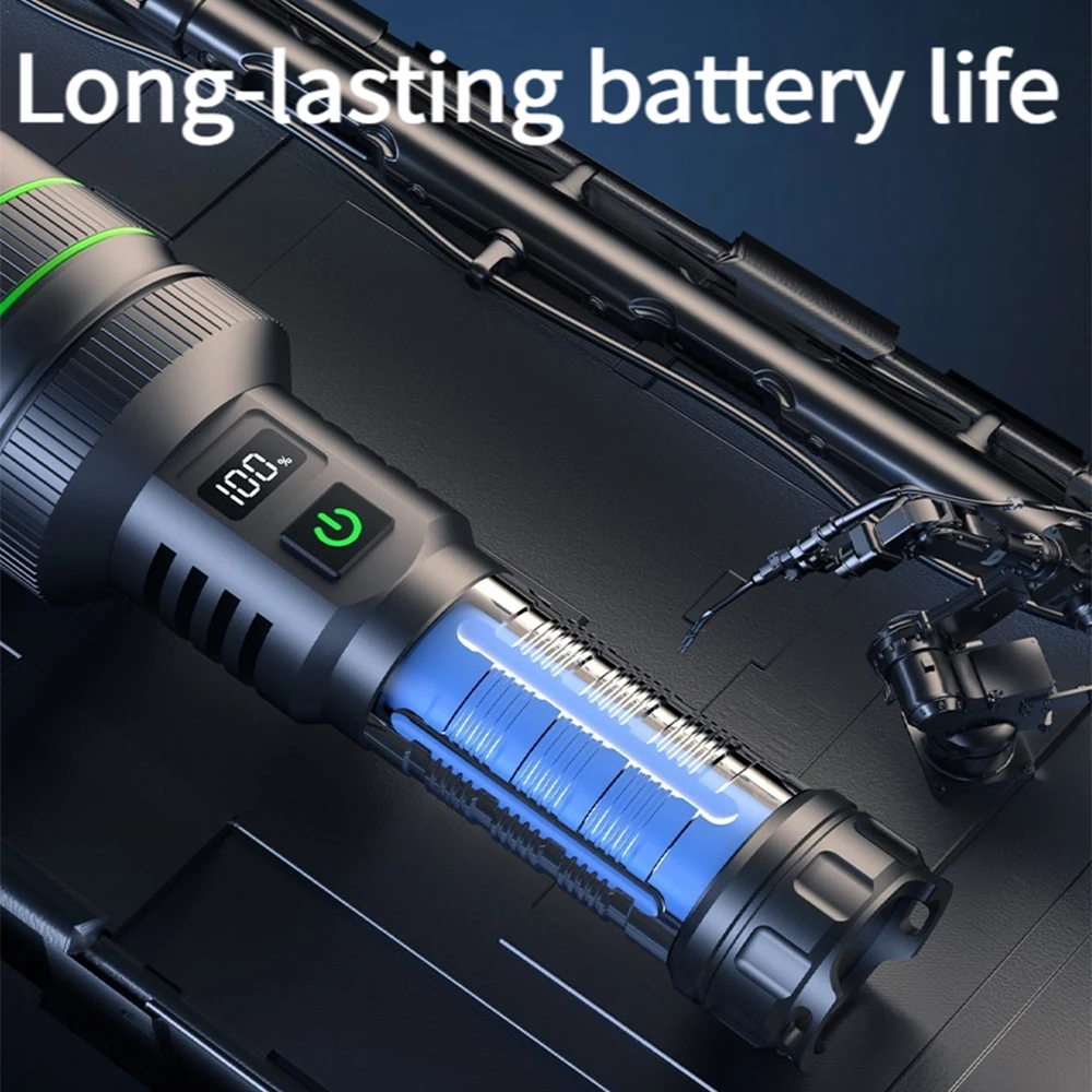 XIWANGFIRE LS1 Super Powerful LED Flashlight 1500M Long Range, 26650 5000 MA Battery USB Rechargeable Tactical Portable Lantern