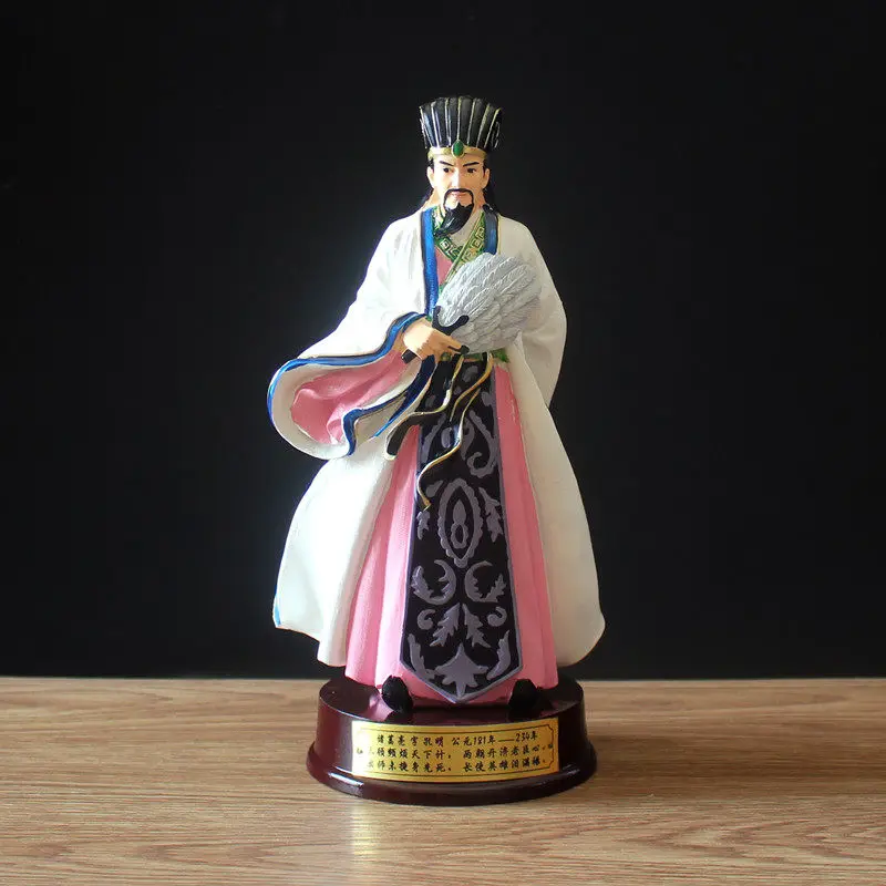 Creative handmade carving of the Three Kingdoms figure Zhuge Liang statue painted resin home desktop ornaments handicrafts