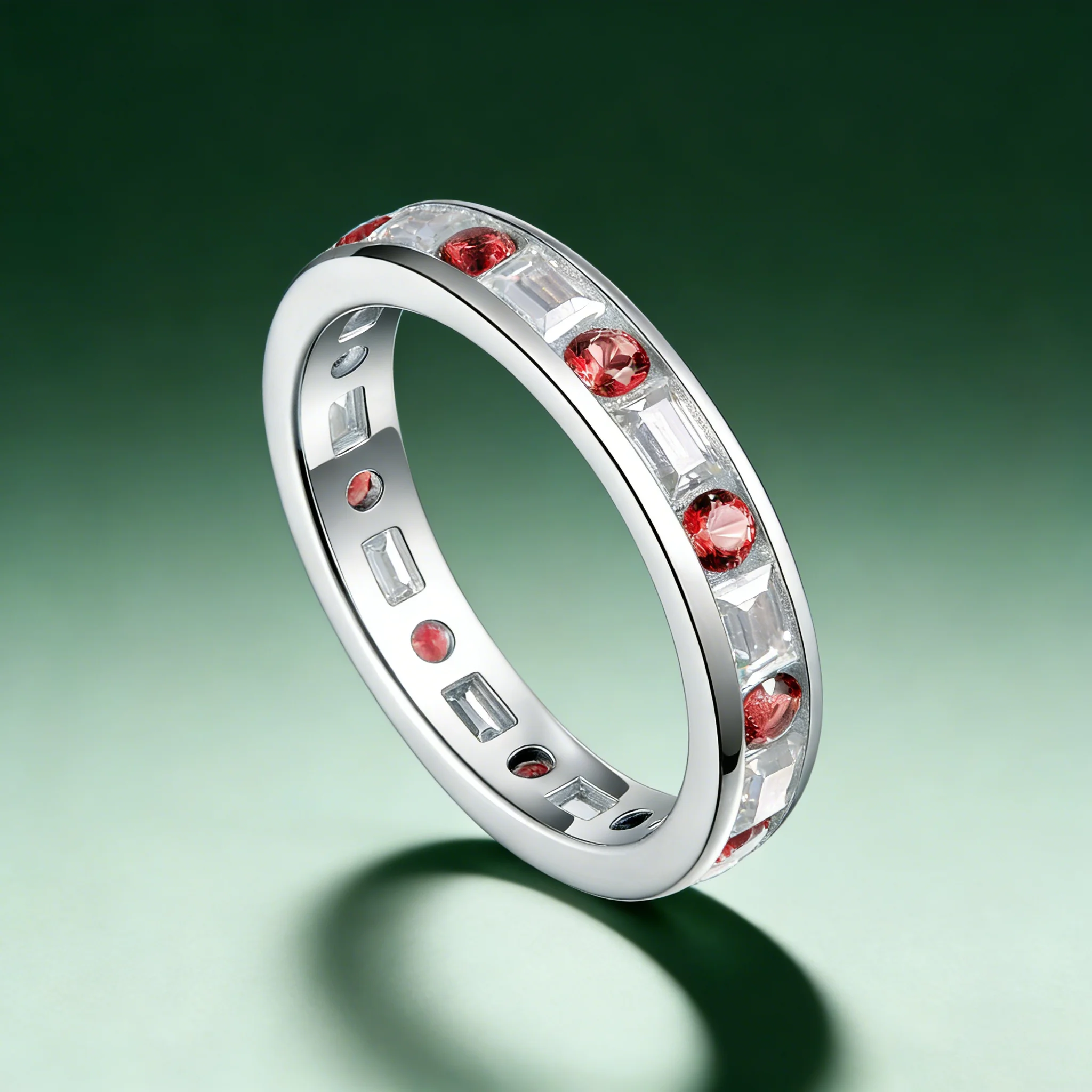 HFE Moissanite Sapphire Everlasting Chunky Ring 925 Sterling Silver Stackable Men Women Wedding Birthday Valentine's Day Gift