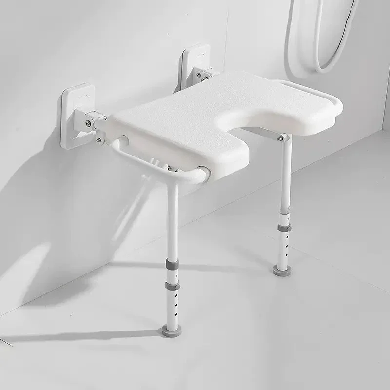 Applicable to Elderly, pregnant women bathroom bath stool folding double armrest toilet seat bath stool non-slip