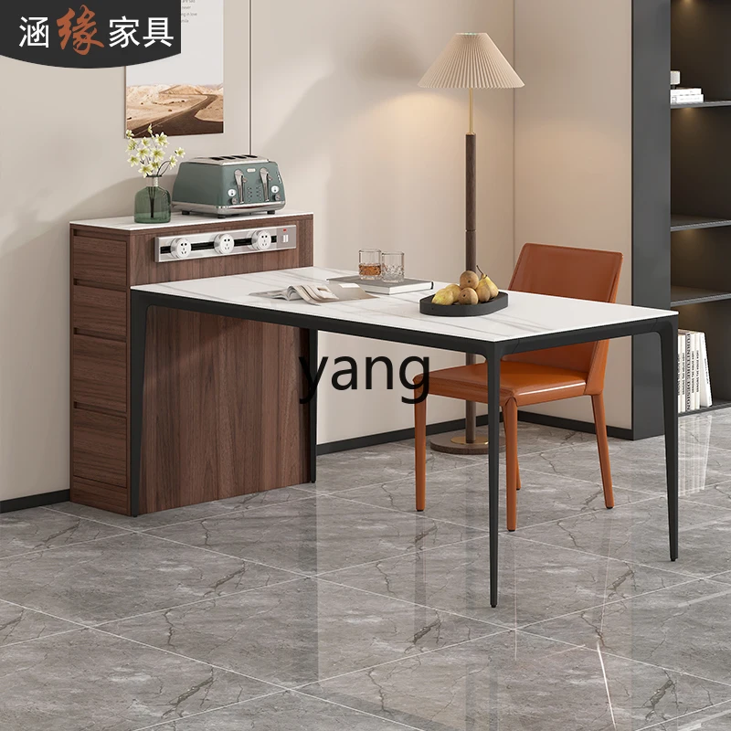 LMM  separate rock slab dining side cabinet island table integrated against the wall household
