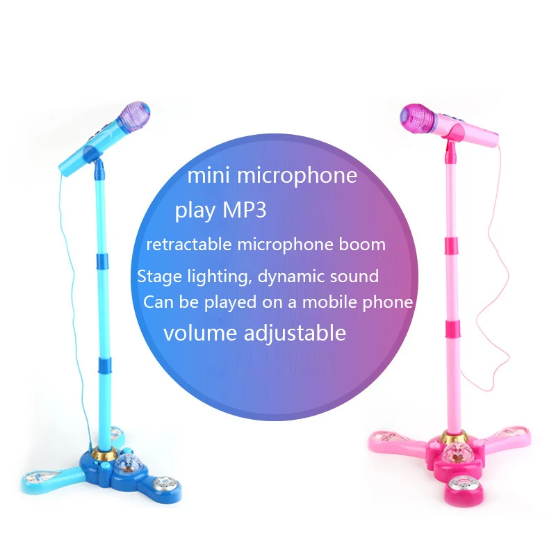 Kinderen Karaoke Lied Machine Microfoon Stand & Lichten Speelgoed Brain-Training Speelgoed Voor Kinderen Educatief Speelgoed Verjaardagscadeau-roze