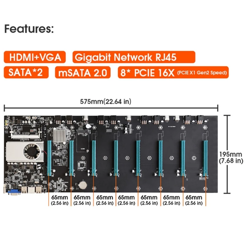 BTC-S37 машина для майнинга криптовалюты, материнская плата, набор процессоров, группа, 8 слотов для видеокарт, память DDR3, без