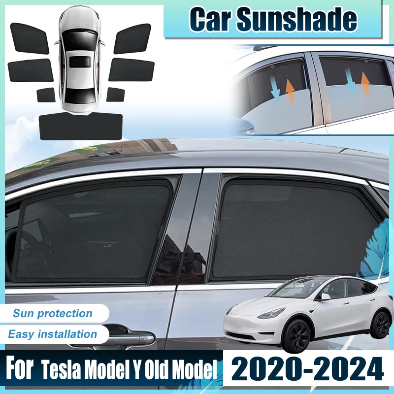 

Аксессуары для Tesla Model Y 2020-2024: Солнцезащитные шторки для передних и задних окон, защита от УФ-излучения, светоотражающие экраны, сетка для защиты от жары и света.
