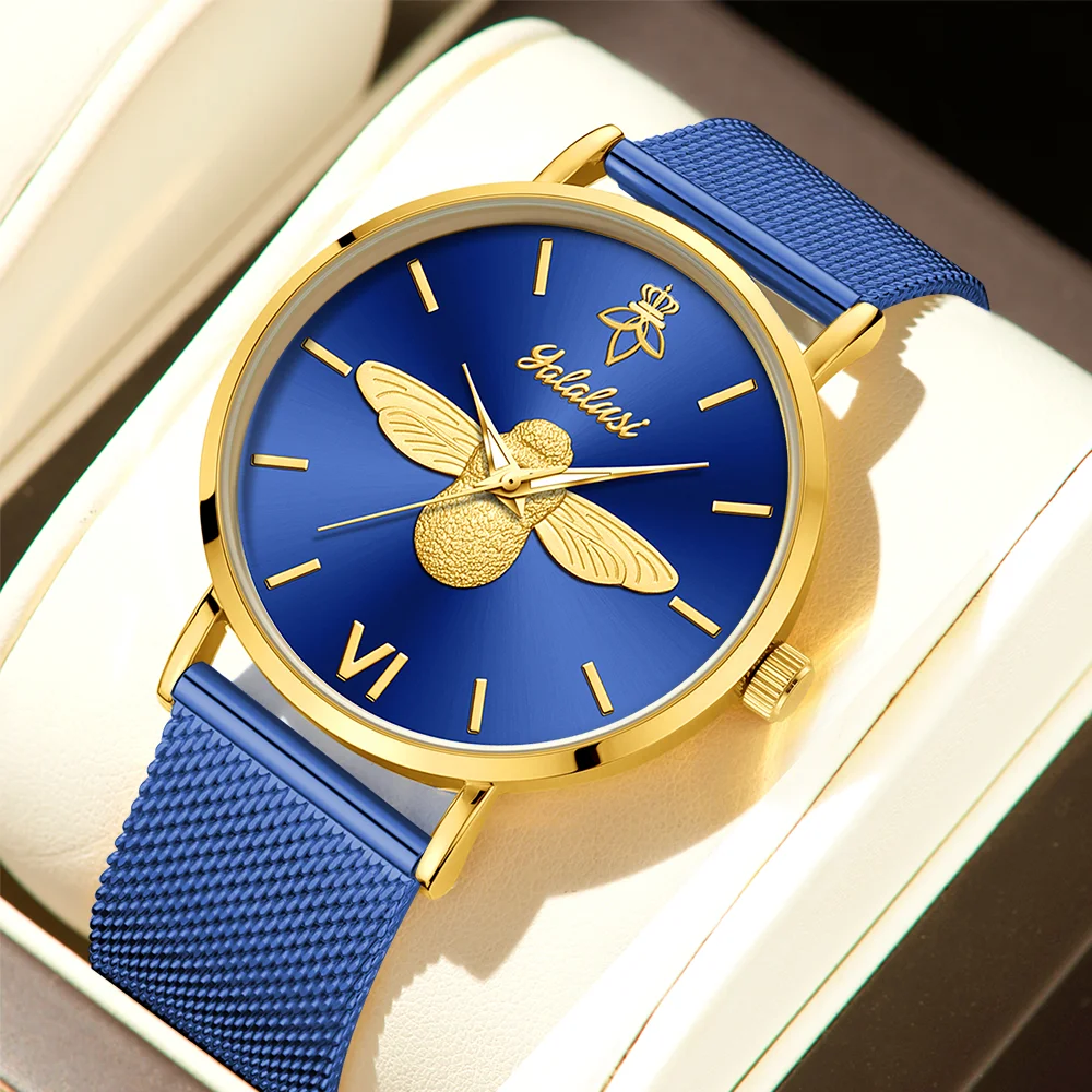 YaLaLuSi Minimalist Quartz Couple’s Watches with 3D Bee Relief Design for Men and Women Relojes De Mujeres