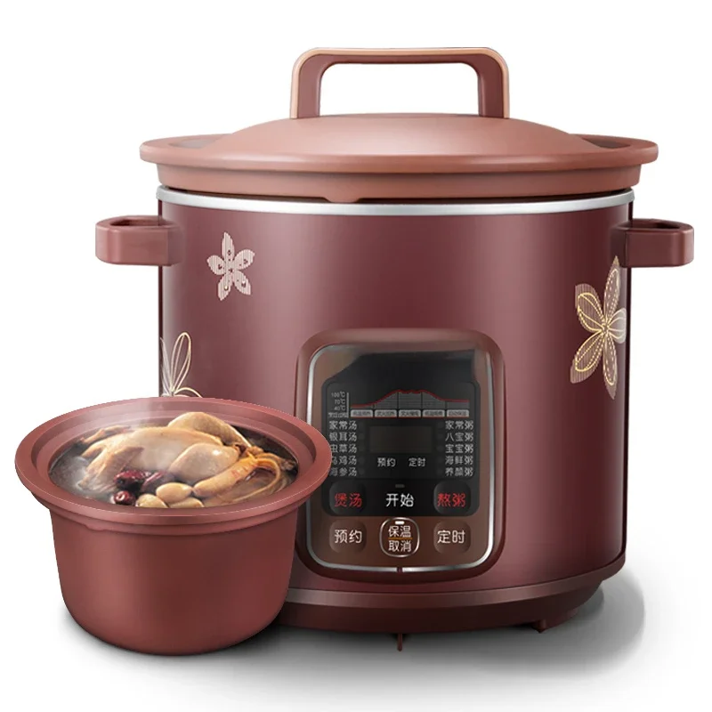 

Household Automatic Purple Sand slow cooker pot Intelligent appointment sous vide cooker Portable 4L electric stew pot cooker