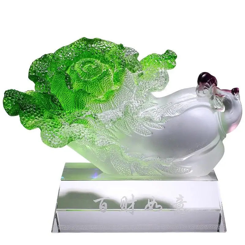 

Glass Lucky Cabbage Ornament Crystal Art High-end Atmosphere