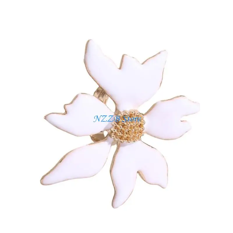 

T21F Exaggerated Five Petal Flower Rings Adjustable Size Grunge Styles Jewelry