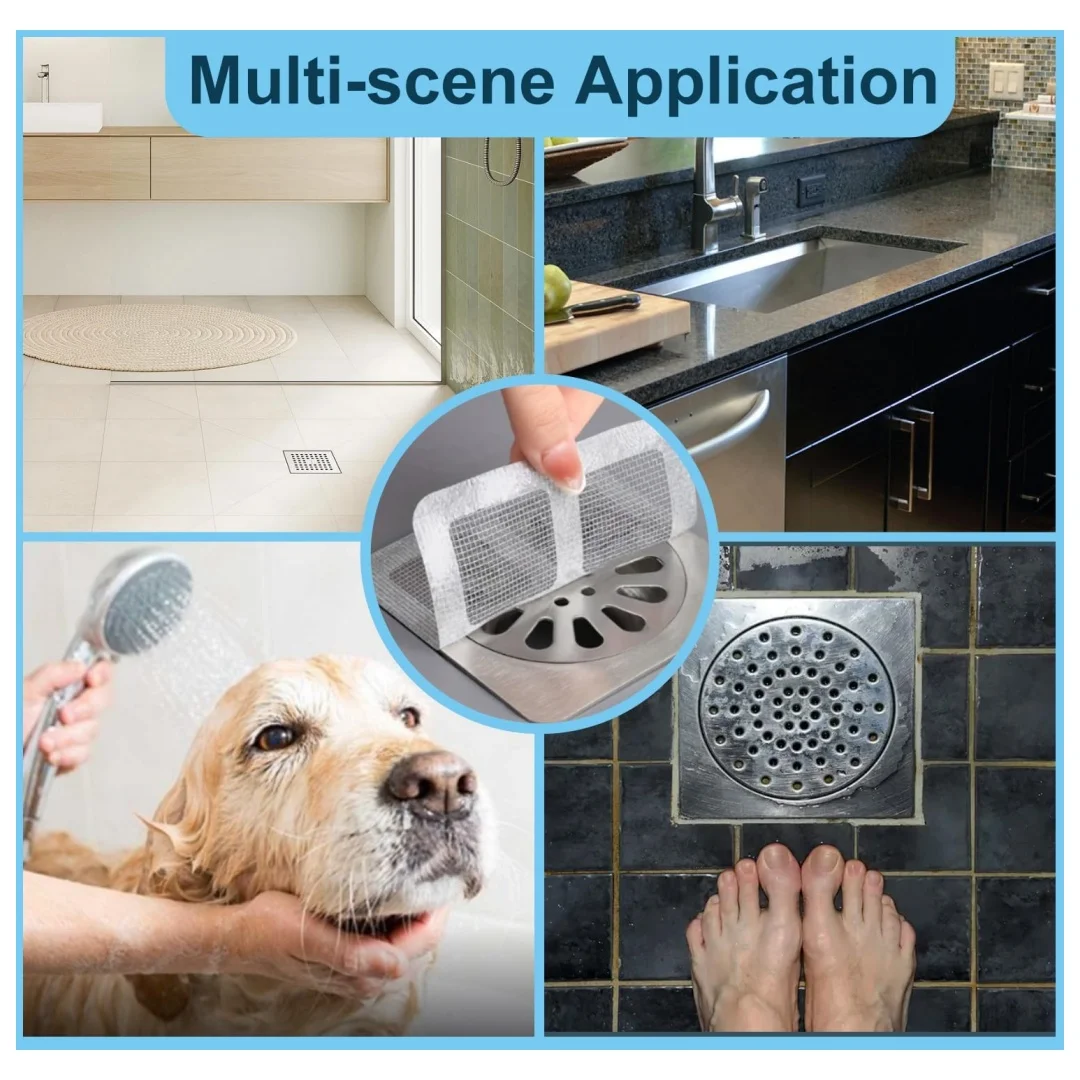 30 Packs of Disposable Shower Drain stickers, Suitable for Bathroom and Kitchen Hair Collectors, Easy to Follow and Remove