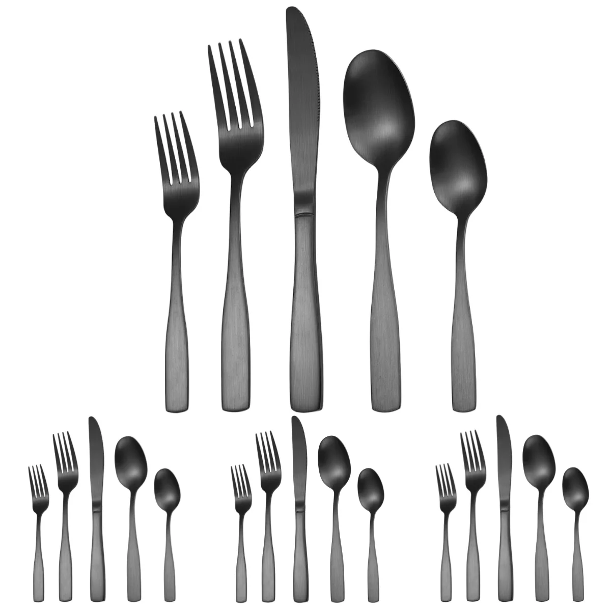 

A · HOUSEWARE 20 Pieces Black Matte Silverware Square Handle Flatware Set for 4 Modern Cutlery Forks Spoons Knives Utensils