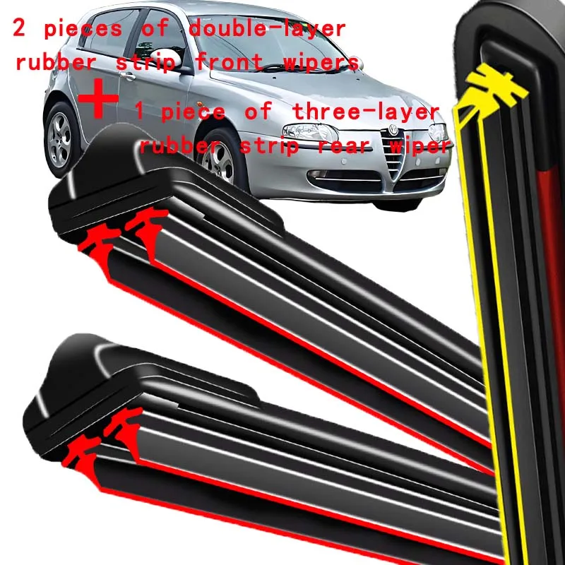 

For Alfa Romeo 147 2000-2005 2001 2002 2003 2004 Wiper Front&Rear Wiper Blades Windshield Windscreen Window Brushes 22"+16"+14"