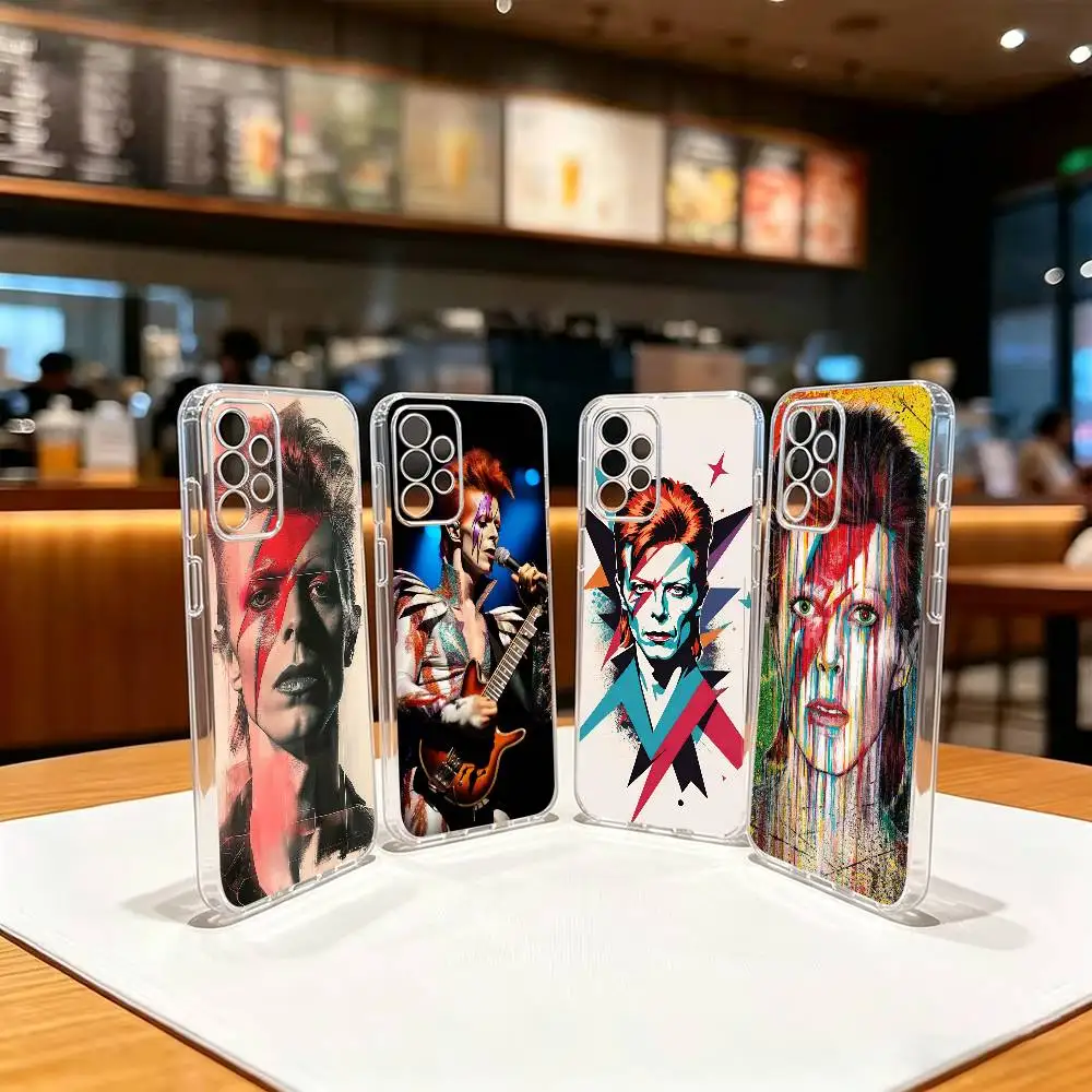 Retro Rock D-David B-Bowie  ransparent Slim Soft CovePhone Case For Samsung S 25,24,23,22,30,21,10,9,Ultra,Plus,Lite,FE,4,5 G