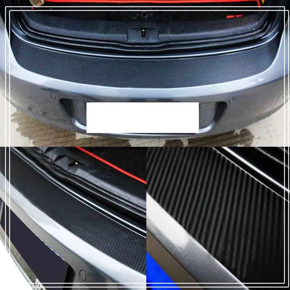 Universal Protector Anti Scratch 3D Carbon Fiber Sill Scuff Cover Trunk Protection Strip Car Plate Sticker