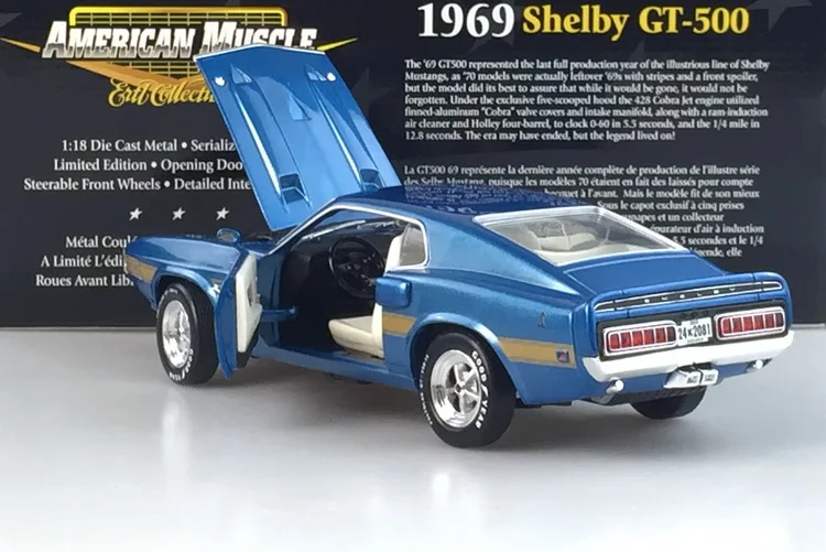 Ertl 1:18 Shelby GT-500 1969 Vintage Car Alloy Fully Open Simulation Limited Edition Alloy Metal Static Car Model Toy Gift