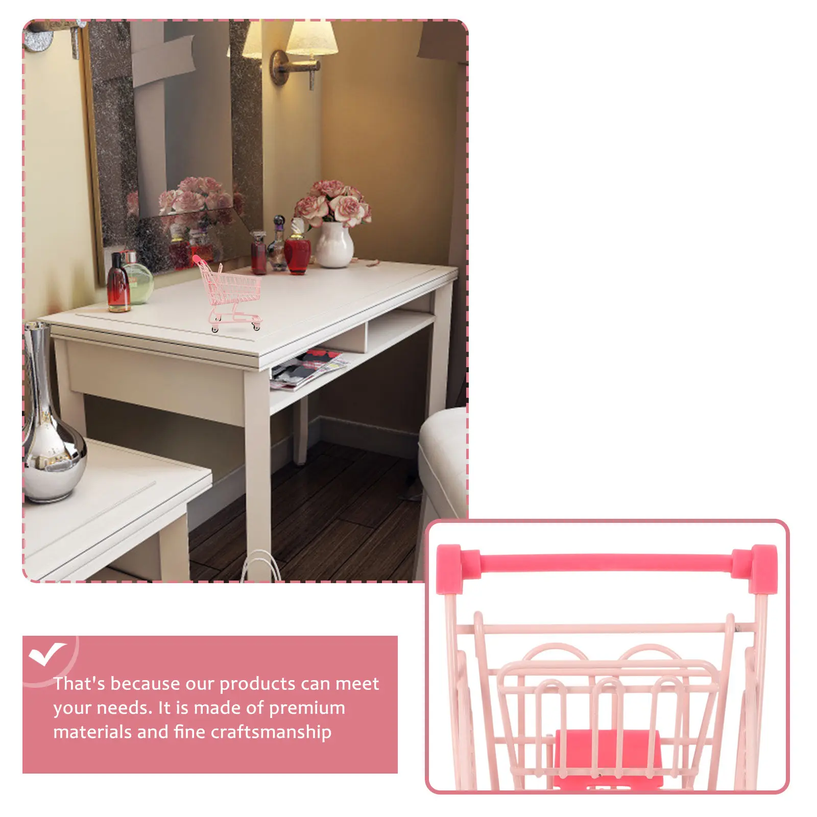 

Мини-тележка для покупок: железная, пластиковая, яркая, с гладкими краями, безопасная для детей, креативный декор для рабочего стола, держатель для фруктов