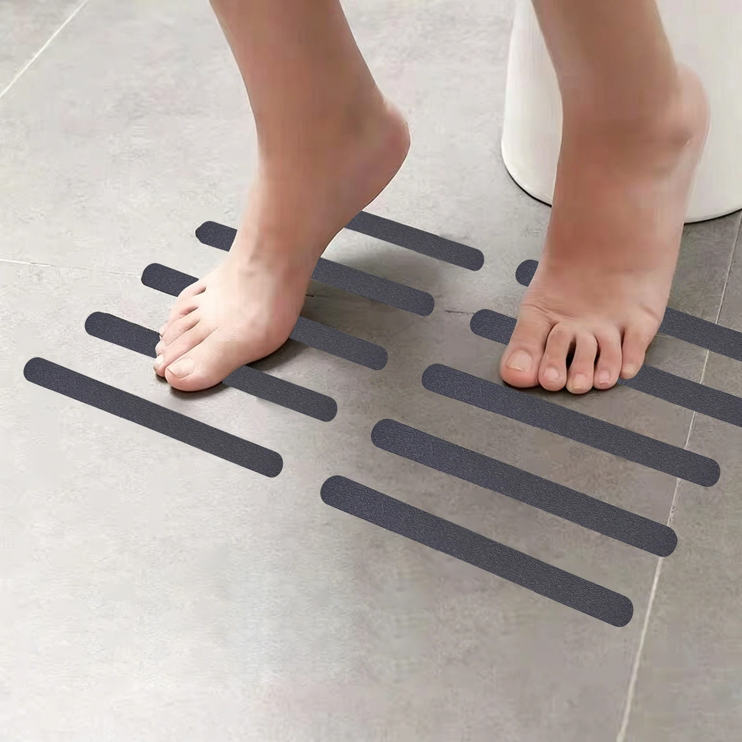 24 Pieces of Outdoor Stair Safety Anti-Slip Tape, 2cm X 25cm, Self-Adhesive, Easy to Install, Dark Gray, Leather-Like, Wear-Resistant, Does Not Hurt the Skin, Strong Grip, Suitable for Indoor/Outdoor Stairs, Steps, Boats, Swimming Pools, Skateboards, Pedals, Stair Treads Safety Anti-Slip Tape