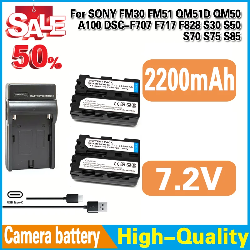 

NP-FM50 NP-FM55H NP FM50 FM55H Battery Charger For SONY FM30 FM51 QM51D QM50 A100 DSC-F707 F717 F828 S30 S50 S70 S75 S85