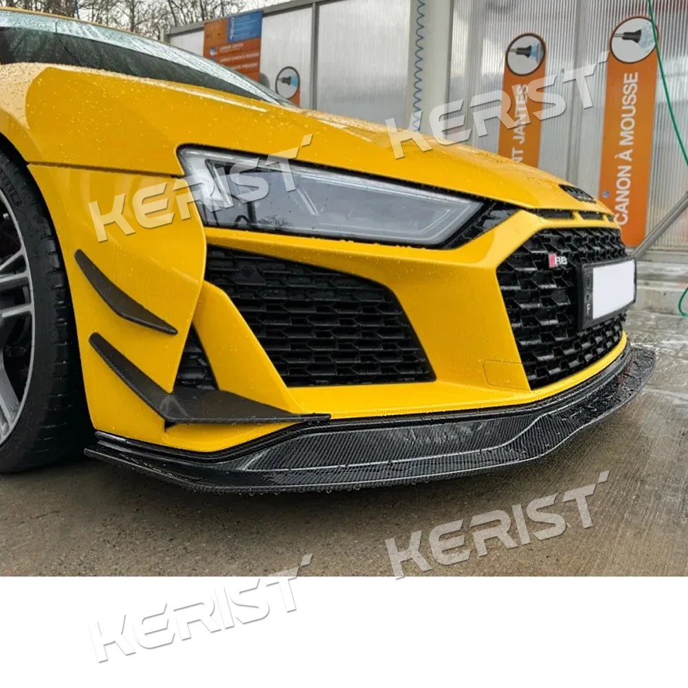 Carbon Fiber Front Bumper Lip Canards for Audi R8 V8 V10 Coupe Spyder 2019-up