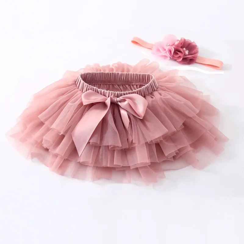 Baby Girls Tulle Tutu Bloomers Infant Newborn Diapers Cover 2pcs Short Skirts+Headband Set Girls Skirts Rainbow Baby Skirt