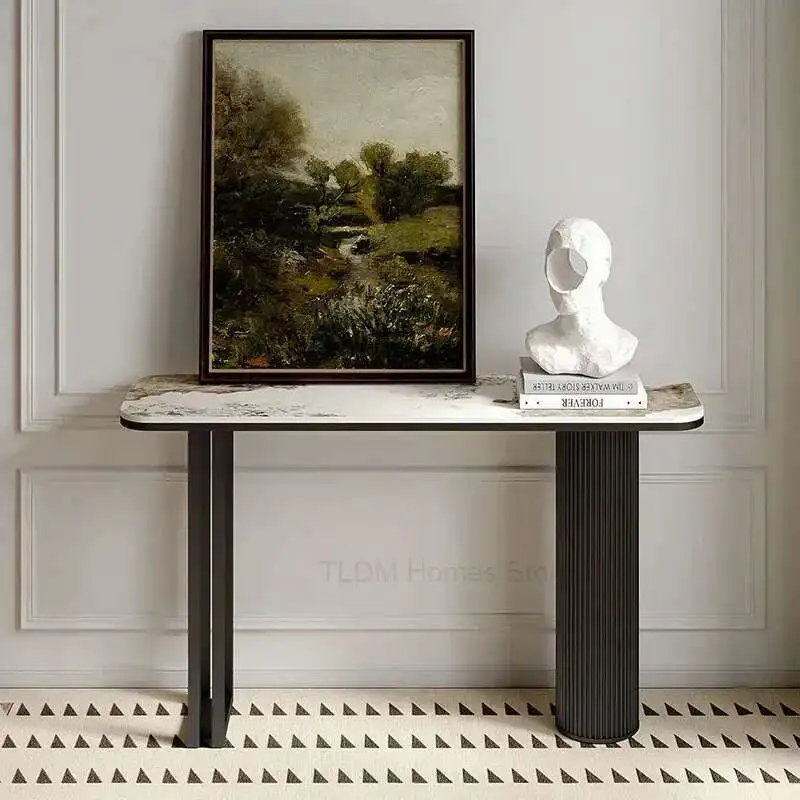 

Italian Light Luxury Slate Console Table Modern Simple Corridor Entrance Cabinet Against The Wall Home Entryway End View Table Z