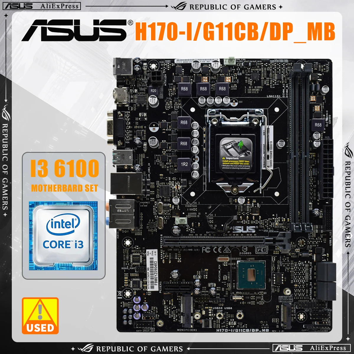 ASUS H170-I/G11CB/DP_MB Motherboard Set LGA 1151 Suitable for Core i7/i5/i3 USB3.0 M.2 SATA3 i3 6100 CPU Motherboard Combination