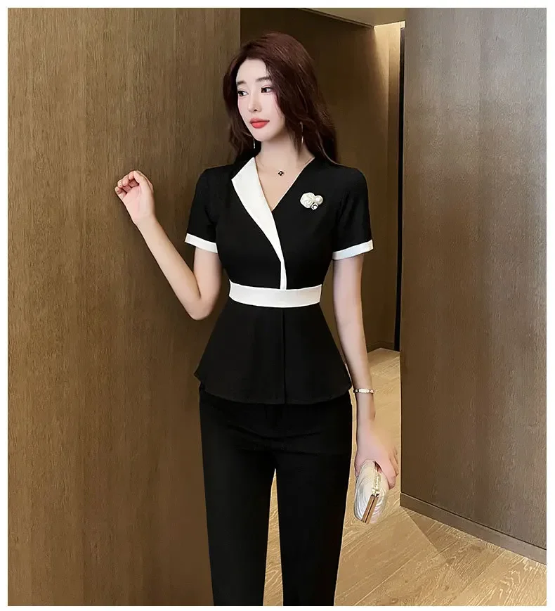 Beauty Salon Uniform Women Spa Masseuse Shop Technician Clothing Hotel Front Desk High-end Professional Work Clothes Pants Suit