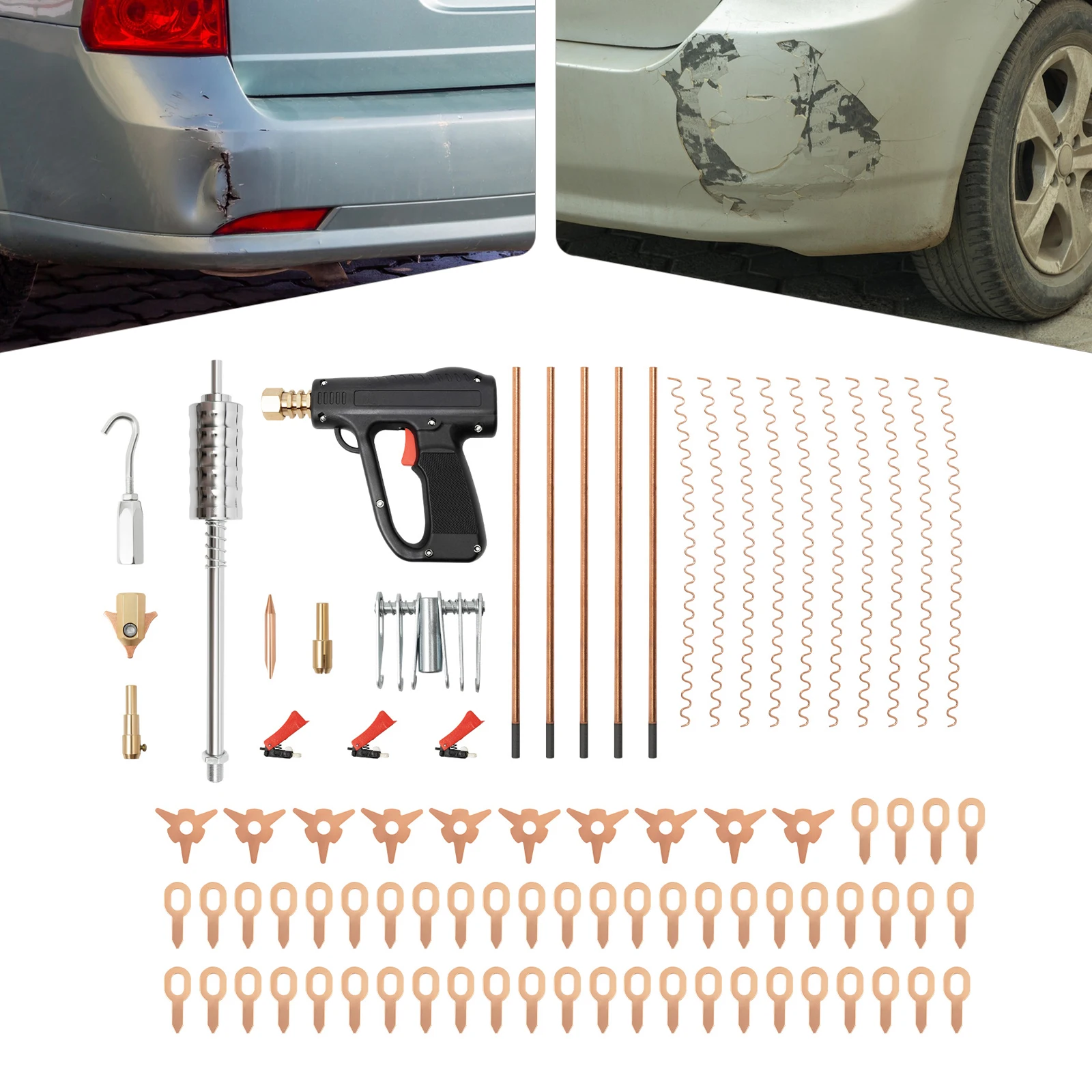 

86pcs Car Dent Repair Tool Kit Dent Puller Hammer Car Body Spot Welding Gun M-16 Washer Hook for Repairing Car Dents