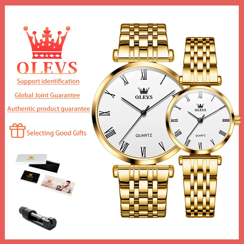 OLEVS Brand Romantic Couple Watch Waterproof Exquisite Quartz Men and Women Wristwatch Original Luxury Stainless Steel Strap