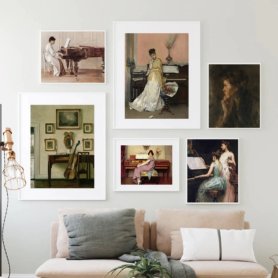 فتاة القراءة Vintage النفط الطلاء على قماش الملصقات العتيقة امرأة قارئ صورة الفن طباعة الفتيات غرفة مكتب ديكور جدران المنزل