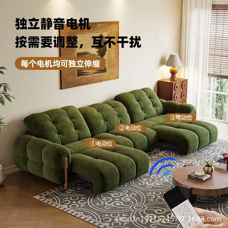 Electric sofa living room telescopic zero wall small apartment fabric function sofa bed