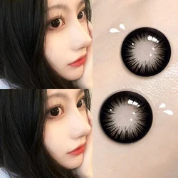 1pair Natural Color Contact Lenses for Eyes Black Coffee Yearly Contact Lens With Degree Myopia Lenses