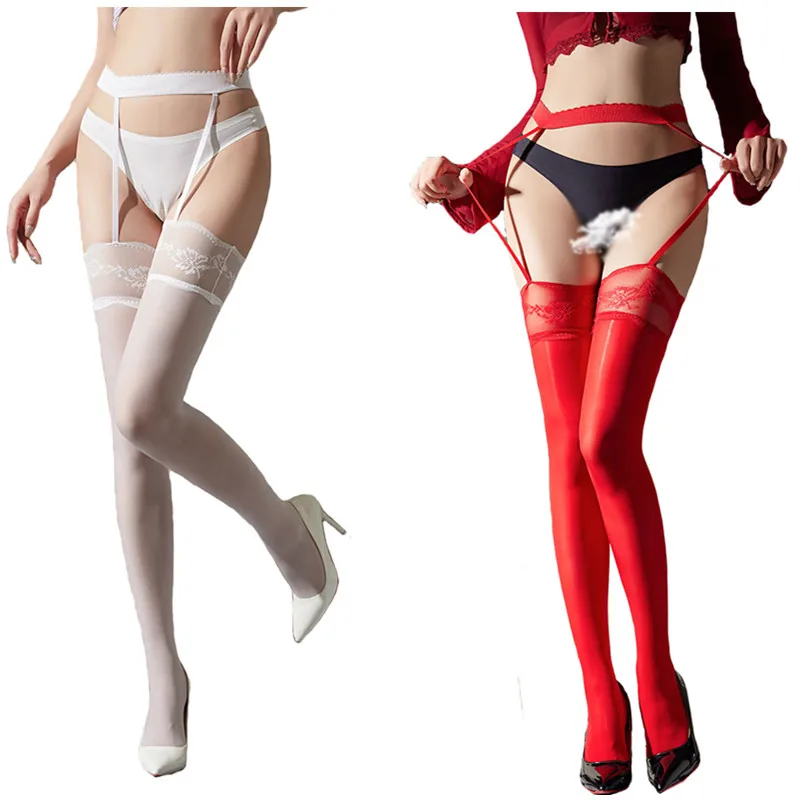 Сексуальные кружевные носки, маслянистые колготки, блестящие гладкие чулки, носки с девятью точками для женщин, колготки с защитой от крючков, чулки для тела, носки с подвязками