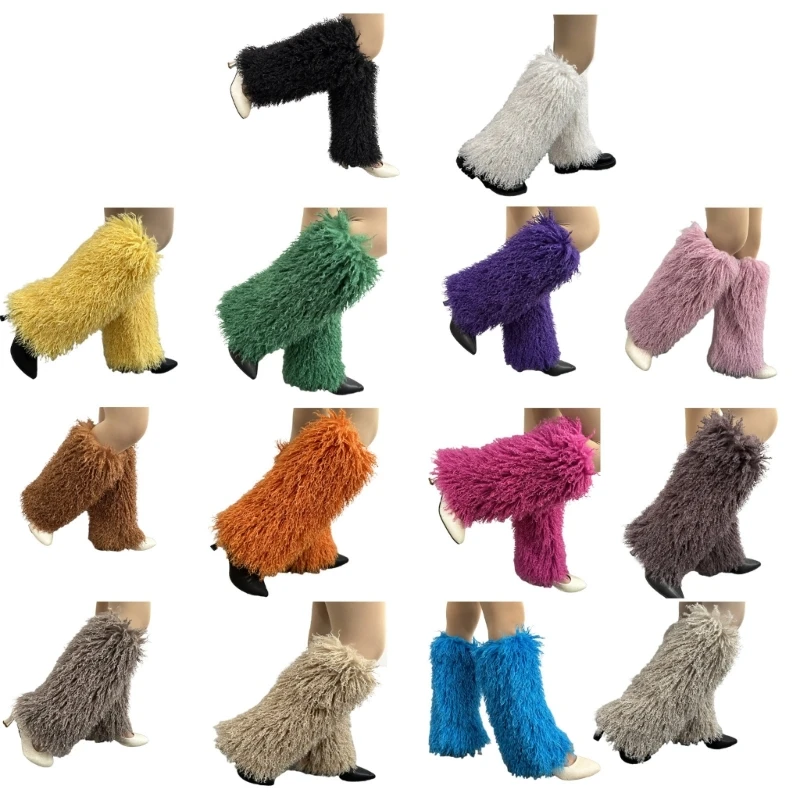 

Womens Furs Leg Warmers Boot Furs Furry Fuzzy Leg Covers Boot Winter Cuffs Cover