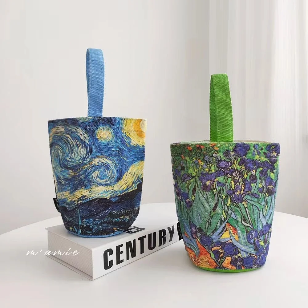 Van Gogh Painting Series Canvas Bag Bucket Bag Mommy Bag Flower Coffee Holder Handbag Lightweight Shoulder Bag Tote Bag