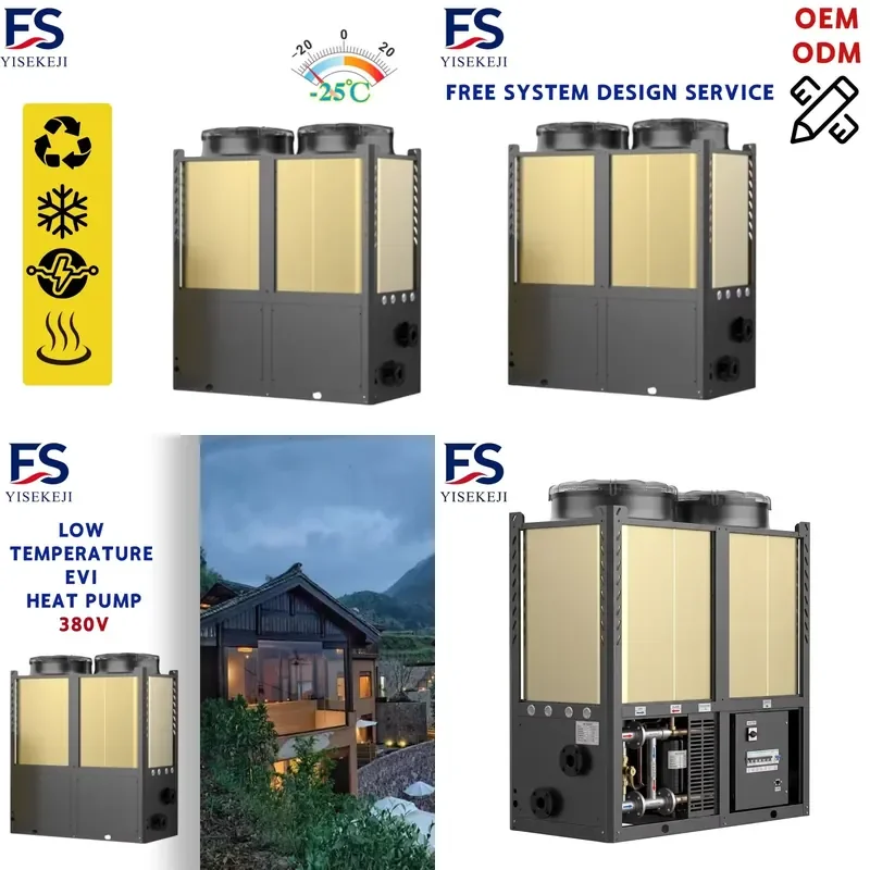 AP01 Low Temp EVI Air Source Heat Pump for 380V 75.6kW -25C Extreme Cold Climate Air Water Heater Automatic High COP